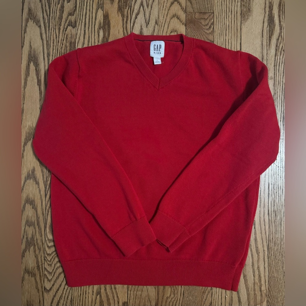 Gap Kids V Neck Red Sweater Size Large Regular Boys